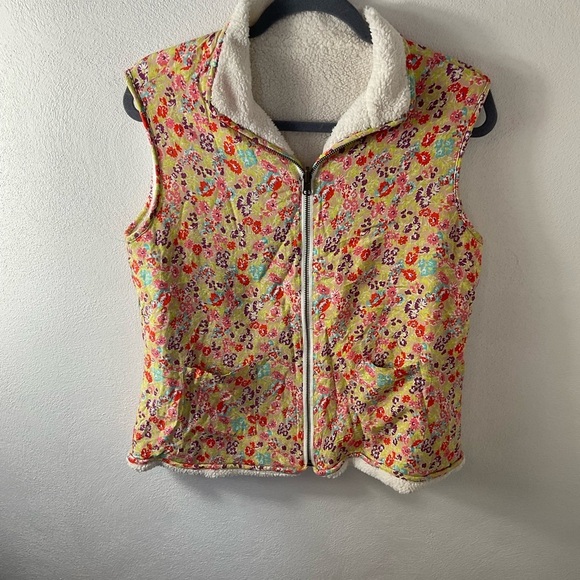 Matilda Jane Reversible Sherpa Floral Vest Sz M - Picture 2 of 3
